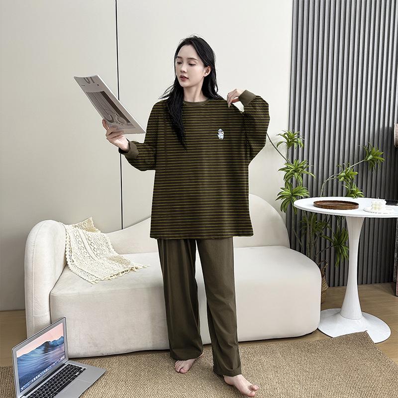 Women's Plus Size Cotton Pajama Set - Autumn Casual & Comfortable, Wearable Outdoors
