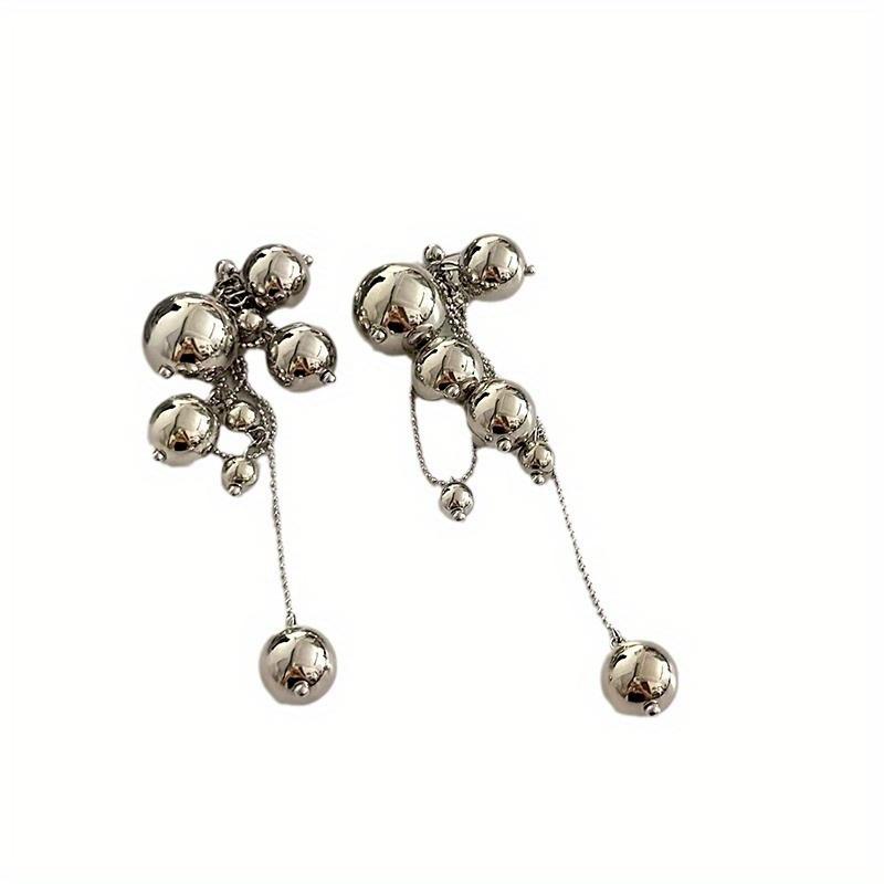 Long Tassels Round Metal Ball Pendant For Women European American Style Dangle Earrings Party Jewelry