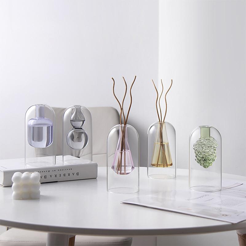 Double Layer Glass Aromatherapy Bottle Essential Oil Volatilization Bottle Ornament Home Decoration Hydroponic Vase
