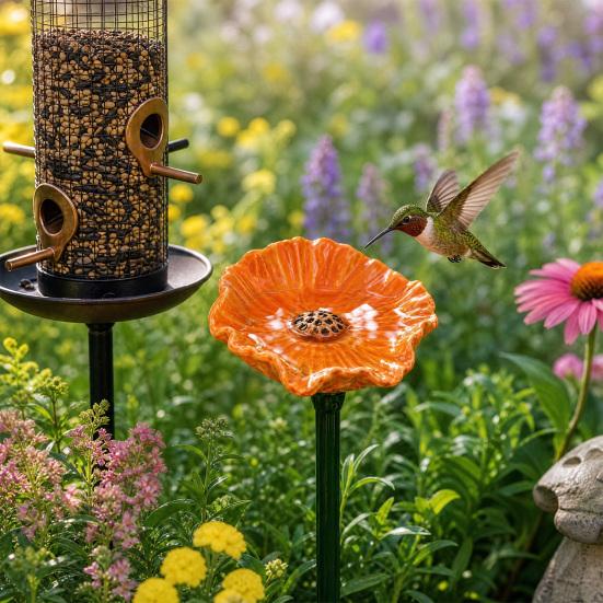 Stazione di abbeveraggio per api, Bagnetto per api da giardino, Mangiatoia d'acqua per api con design floreale, Ciotola colorata per bagno api e farfalle per decorazione esterna di giardino e cortile