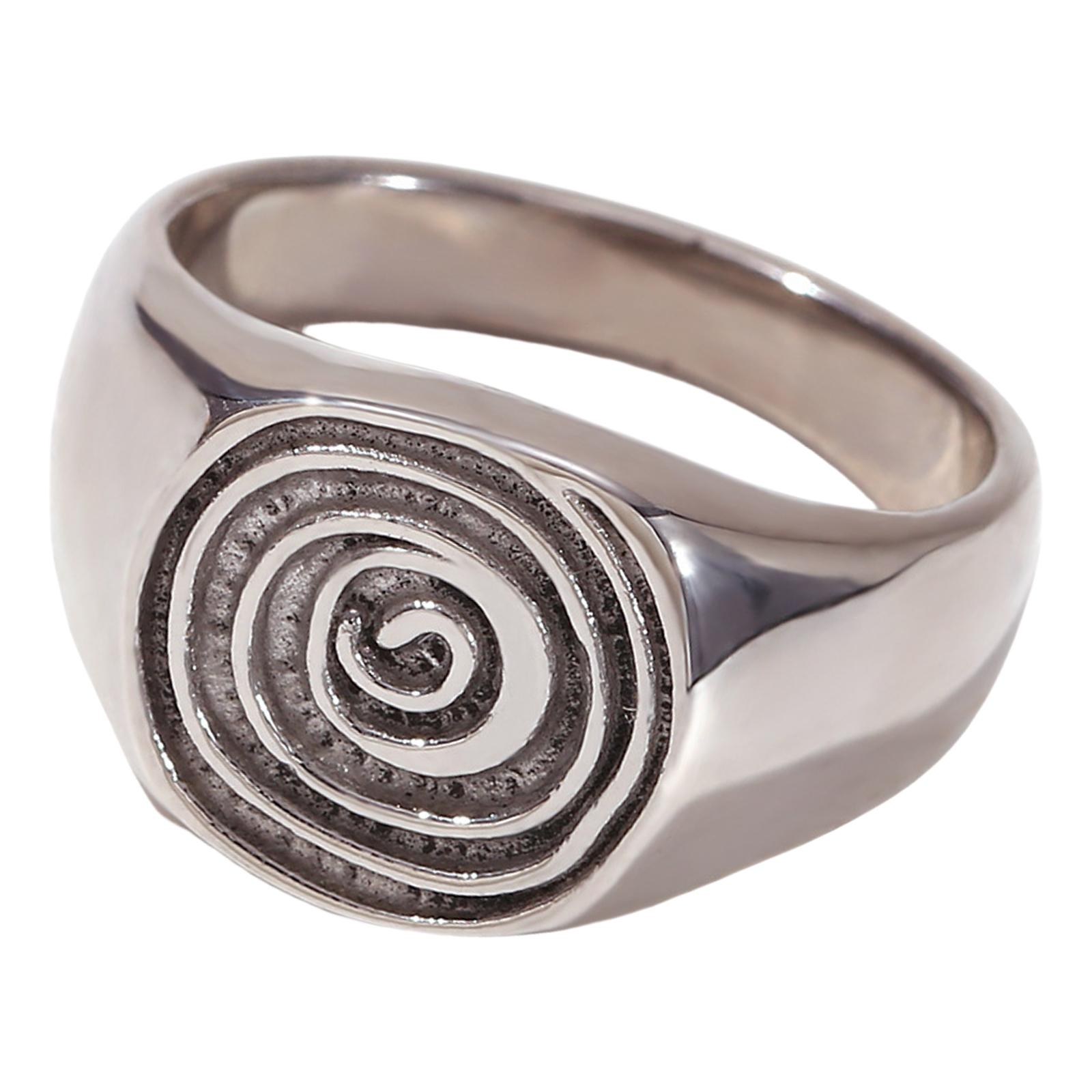 

Stainless Steel Fingerprint Rings Metal Rings Waterproof Jewelry Unique Rings Suitable for Everyday Wear and Dates