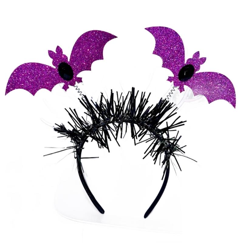 

Gothics Sequins Bat Hairband for Adult Kids Cosplay Party Costume Day of the Death Bat Headpiece Halloween Accessories
