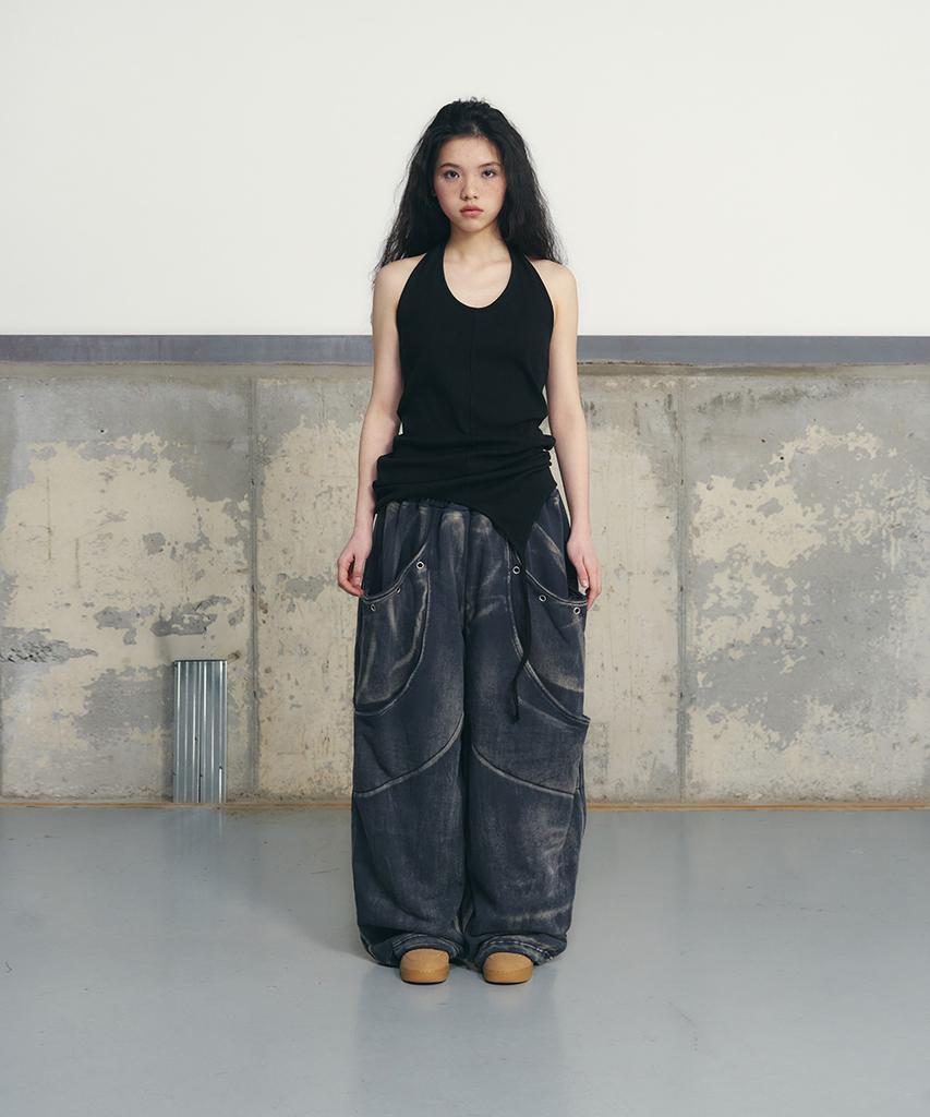 Eonyujeulaeb Double Curve Heavy Pants [Navy]