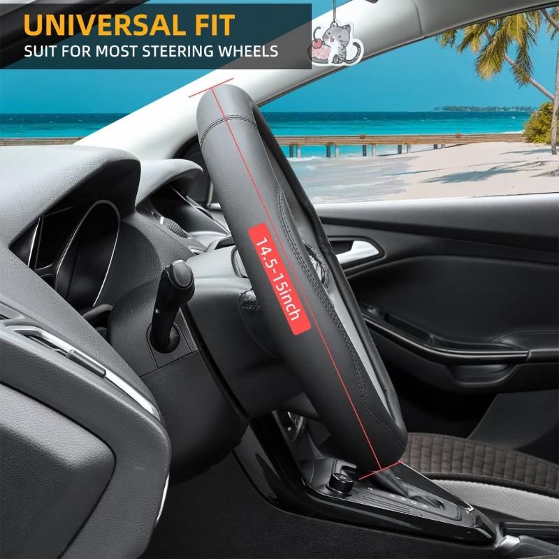 Anti Fatigue Universal 15 Inch Car Steering Wheel Protector Cover Enhancer Synthetic Leather Easy Install Nonslip Design
