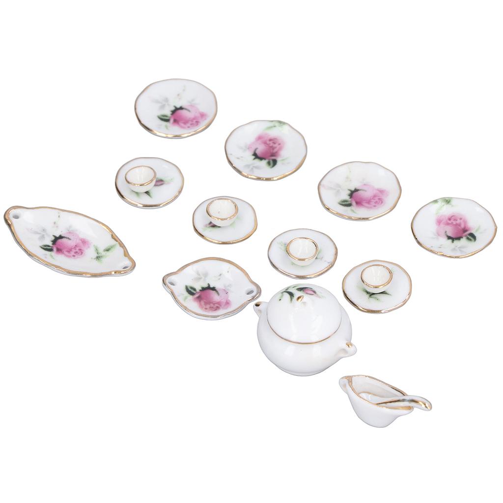 1:12 Dollhouse Miniature Porcelain Tea Cup Set Exquisite Decorative Dollhouse Kitchen Accessories