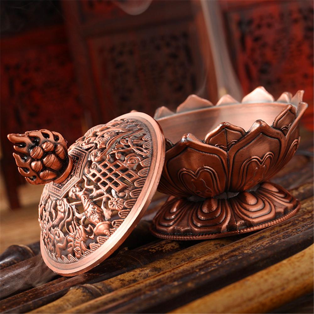 Buddhist Utensils Incense Burner Lotus Incense Censer Archaic Copper Alloy Sandalwood House Furnishings Home Office