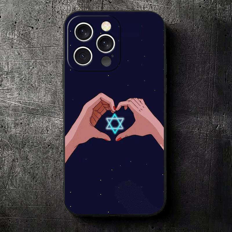David Jewish Star Symbol Soft Phone Case for iPhone 16 16E 17 Air 15 Pro Max 14 Plus 13 Mini 11 12 7 Black Cover Back Shell