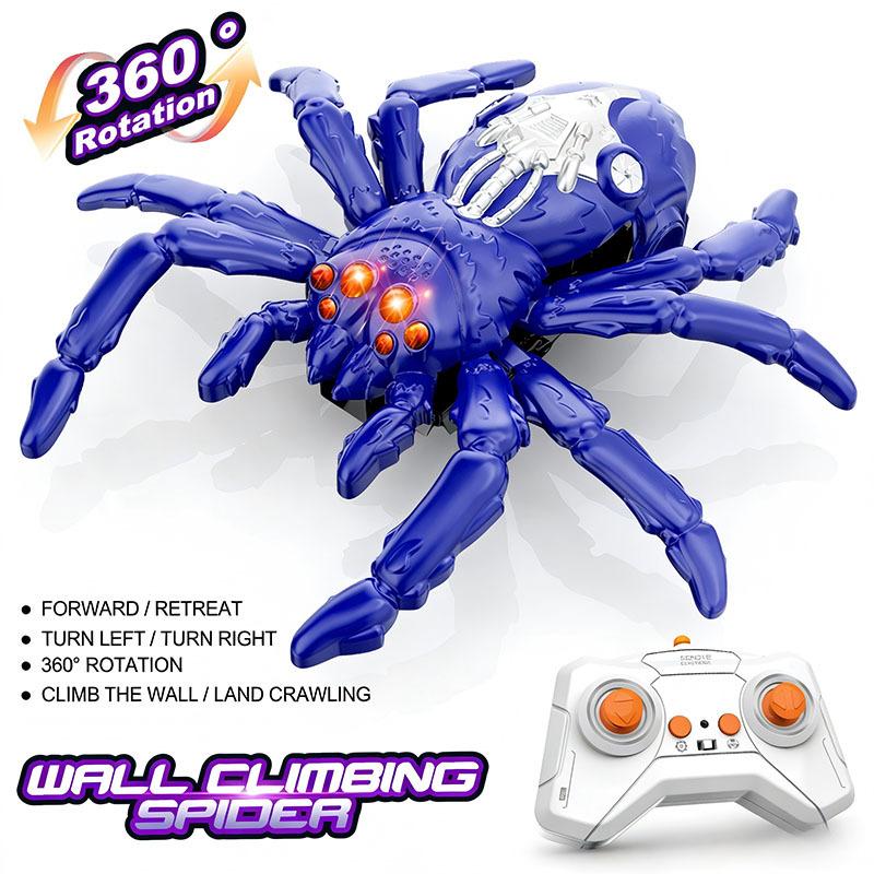 1 Set Giocattoli Scherzo a Movimento Rapido Ragno Strisciante Telecomandato con Occhi Rossi a LED Ragno Rampicante Giocattolo con Telecomando per Bambini Regalo