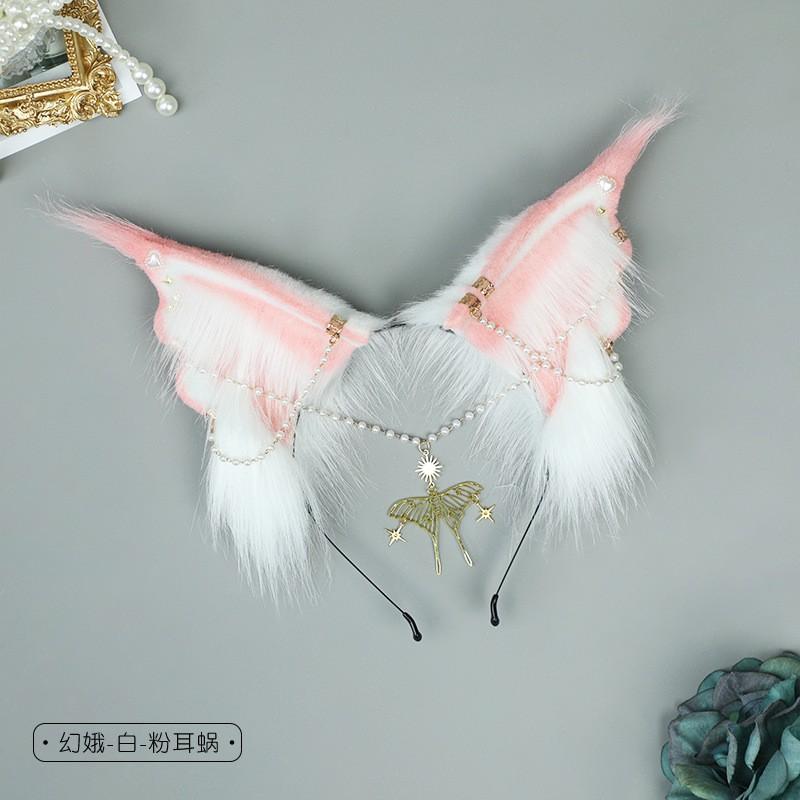 Handmade Plush Animal Ear Headband Cosplay Anime Convention - Lynx Cat Ears Hair Accessory In Sweet Kawaii Style
