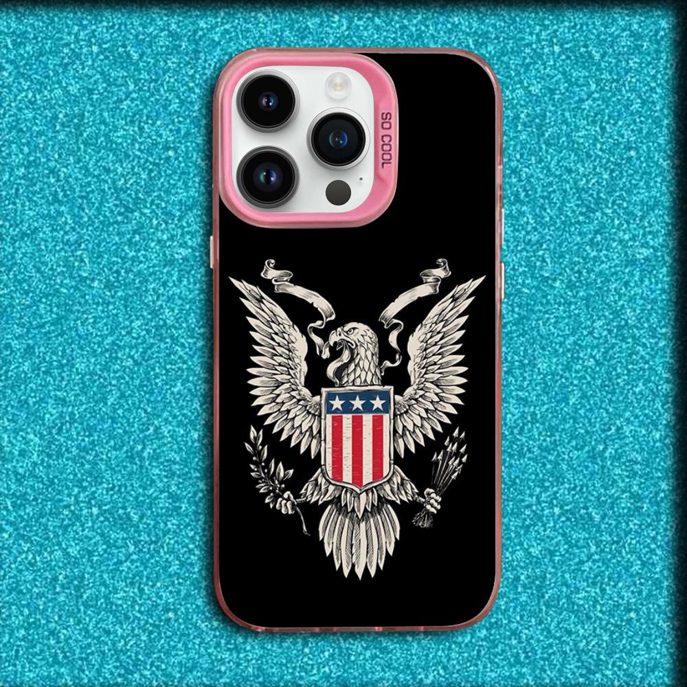 America USA Flag Phone Case For iPhone 16,15,14,13,12,11,Mini,Pro,MAX Pink Matte Silicone Cover