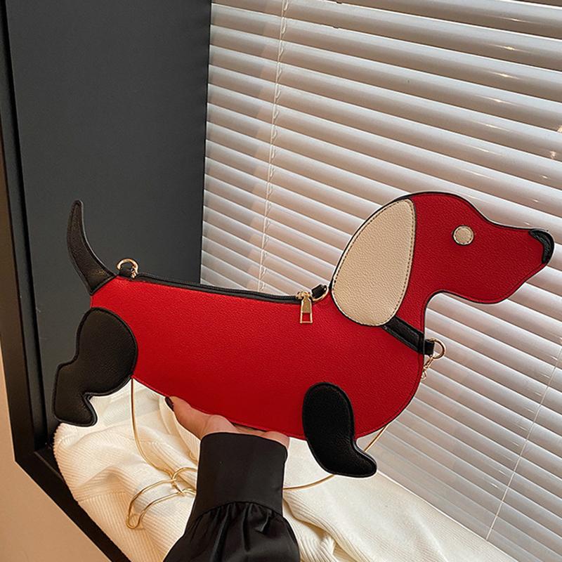 Yogodlns Cartoon Dog Design Shoulder Bag for Women's PU Leather Crossbody Bags with Chain Personalized Zipper Evening Party Purse Satchel