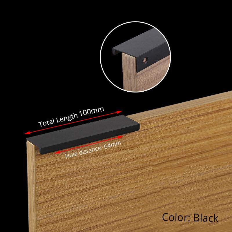 KAK Gold Silver Black Hidden Cabinet Handles Zinc Alloy Kitchen Cupboard Pulls Drawer Knobs Furniture Door Handle Hardware