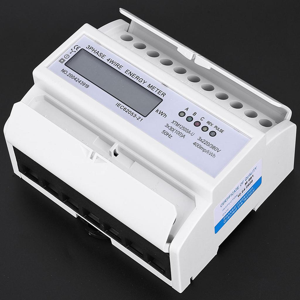 Digital 3 Phase 4 Wire 7P Din Rail Electric Meter Electronic KWh Meter(30(100)A)