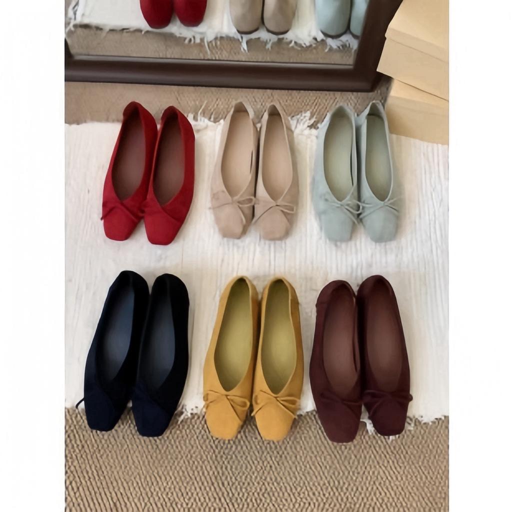 inner height increase shallow single shoes women's shoes spring and autumn 2025 new square head suede bow temperament versatile evening shoes