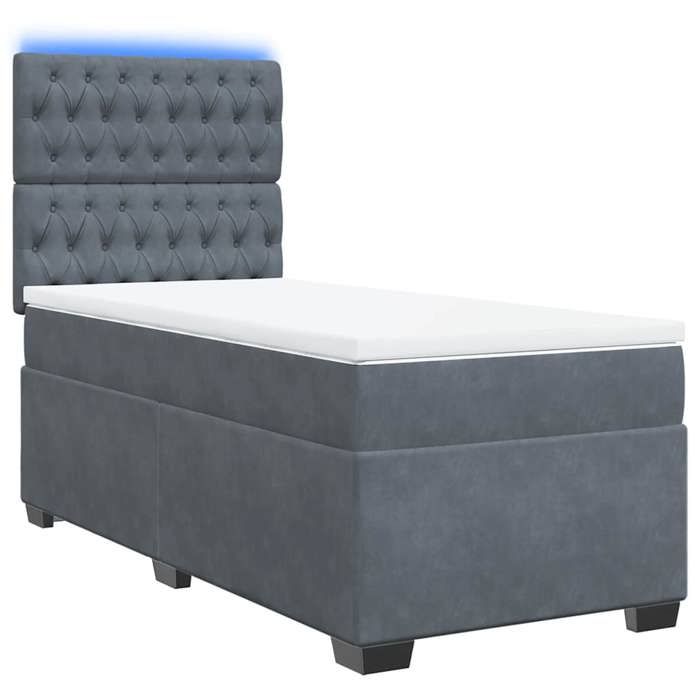 Maison Exclusive - Sommier à lattes de lit et matelas Gris foncé 90x190 cm Velours