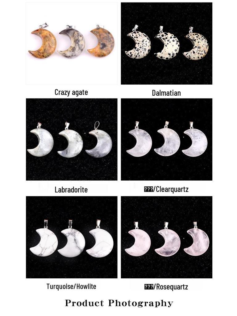 Naturkristall Achat 30mm Halbmond Anhänger Halskette mit DIY Sternanhänger