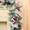 Burlap 3D Cartoon Christmas Stocking Gift & Candy Bag Pendant