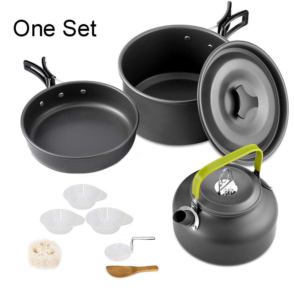 Camping Cookware Set Aluminum Portable Outdoor Tableware Cookset Cooking Kit Pan Bowl Kettle Pot Hiking BBQ Picnic Equipment