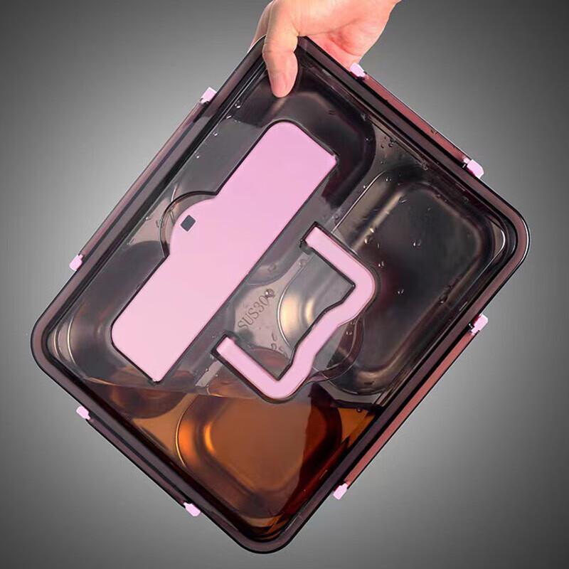 Jimeijiduo Scatola Pranzo in Acciaio Inossidabile 304 a 5 Scomparti con Posate e Ciotola