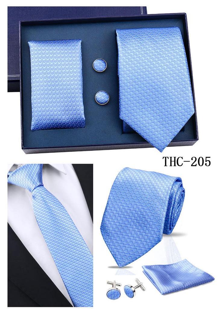 Men's Black Striped 3-Piece Gift Set: Hand-Tied 8cm Tie with Pocket Square & Cufflinks