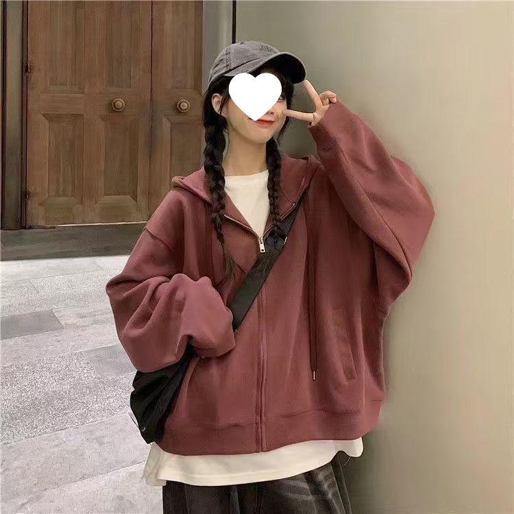 Women's Oversized Fleece-Lined Sweatshirt Jacket - New Winter Style, Lamb Fleece, Trendy Cardigan Top