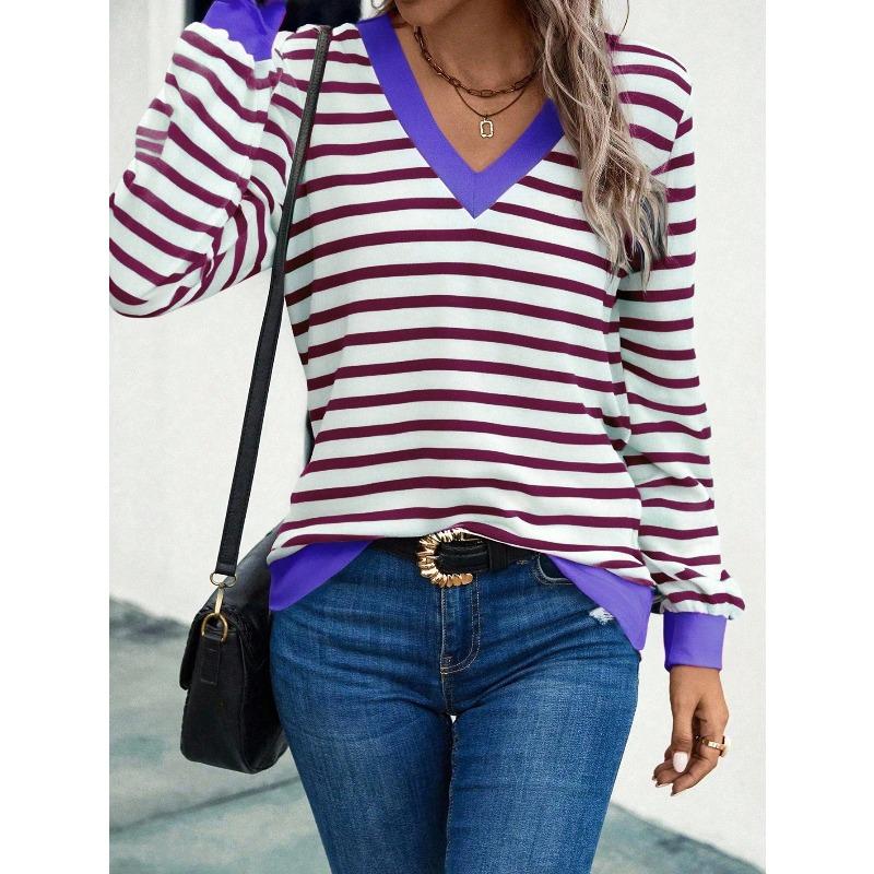 DICFY Women's Fashion Casual V-Neck Long Sleeve Blouses & Shirts