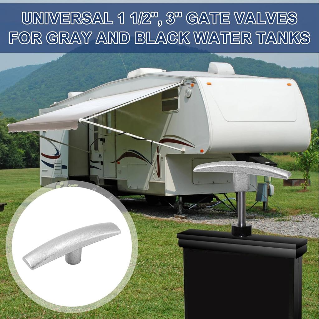 2 Stück Ersatzgriff für Wohnmobil-Abwasserventil, passend für 1/2" & 2" & 3" Wohnmobil-Abwasserentleerungsventil, Wohnmobil-Aluminium-Tank-Schieberventile, Grauwasser-Ventilgriff