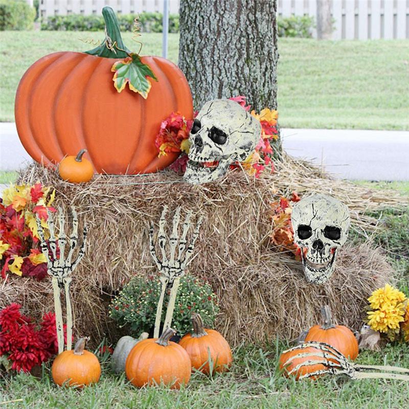 A84E-Реалистичные колышки-скелеты Хэллоуинский череп Набор из трех предметов Хэллоуинский набор рук-черепов