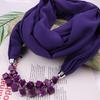 Bold Red Chiffon Scarf Necklace with Cubic Beads – Fashionable Infinity Scarf for Women, Statement Jewelry Accessory