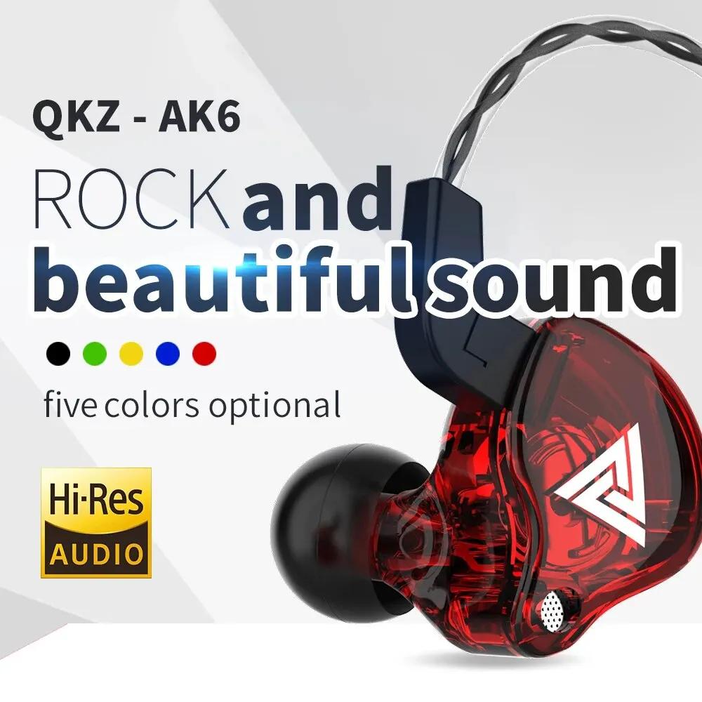 QKZ Ak6 Dynamic Earphones HIFI Heavy Bass Earbuds In Ear Monitor Sport Noise Cancelling Headset Stereo Gaming Headphone with Mic