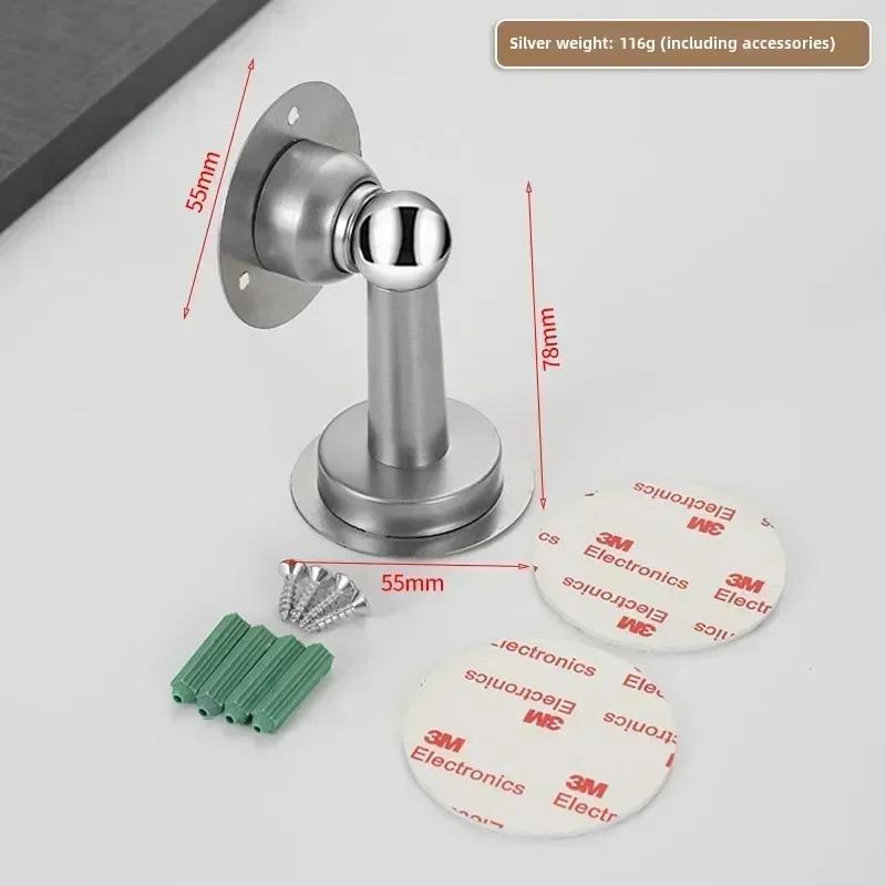 

1PCS Stainless Steel Door Stopper Bathroom Magnetic Door Stop Heavy Duty Floor Wall Mount Wind-Proof Door Holder Hardware 2025