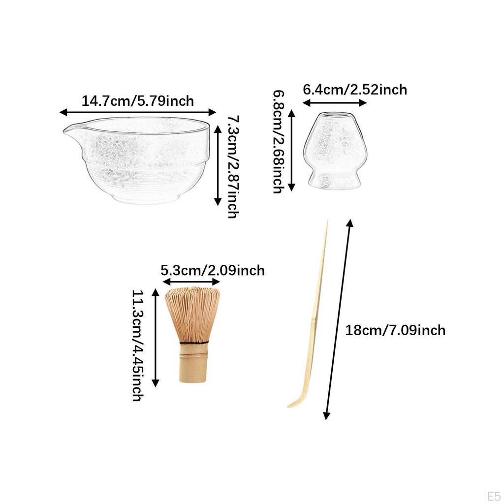4 Pieces Matcha Bowl Bamboo Whisk and Holder Tea for Lovers Ceremony Tools