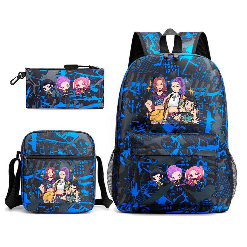 Demon Hunter Girl Group Backpack Kpop Backpack Digital Color Printing Boys And Girls School Bag Shoulder Bag Three-Piece Set