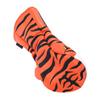 Wood Club Head Cover Cartoon Tiger Water Proof PU Club Headcover with Plush Lining Elastic Band