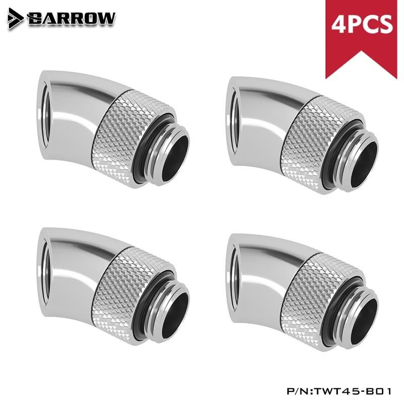 Barrow TWT45-B01 , 45 Degree Rotary Fitting , G1/4  Rotatable 45 Adapter , For Cooling Equipment Adjust Connect Direction серебряный