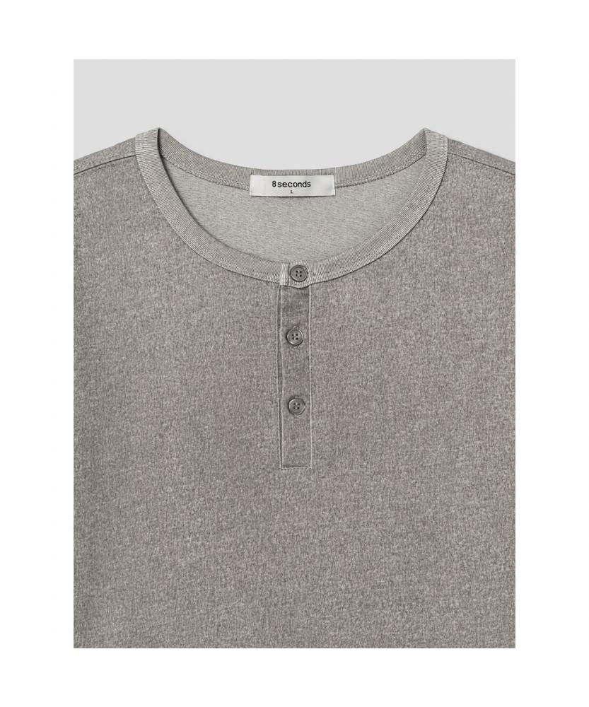 8SECONDS Henley Neck Short Sleeve Tee Gray