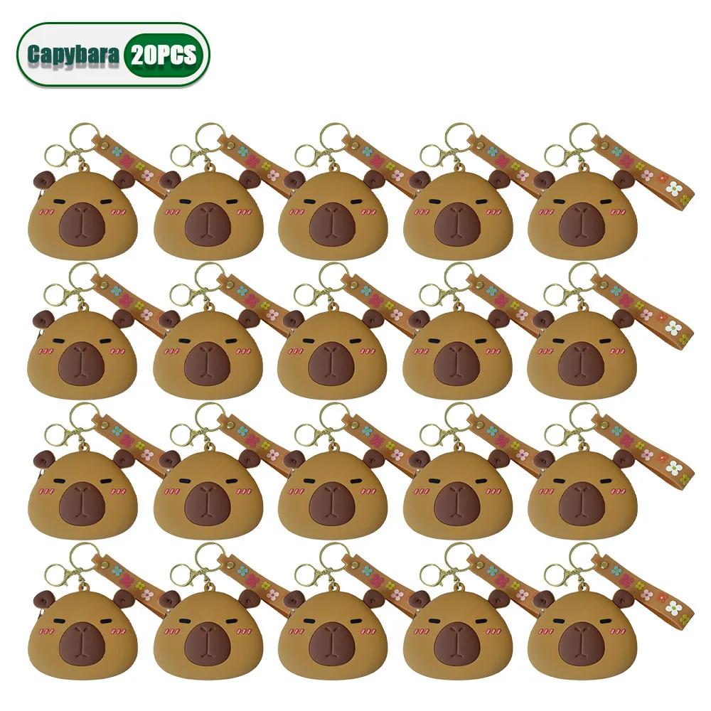 1-20PCS Creative Capybara Coin Purse Keychain Cute Water Dolphin Key Bag Student Card Bag Pendant Children's Gift Pendant