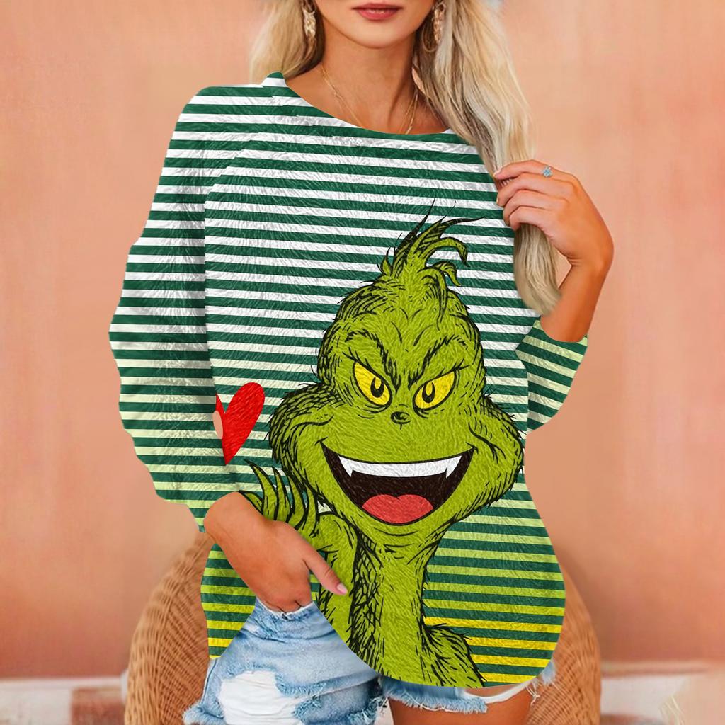 Women's T Shirt Flannel Print Tunic Long Sleeve Party  Round Neck  Tops