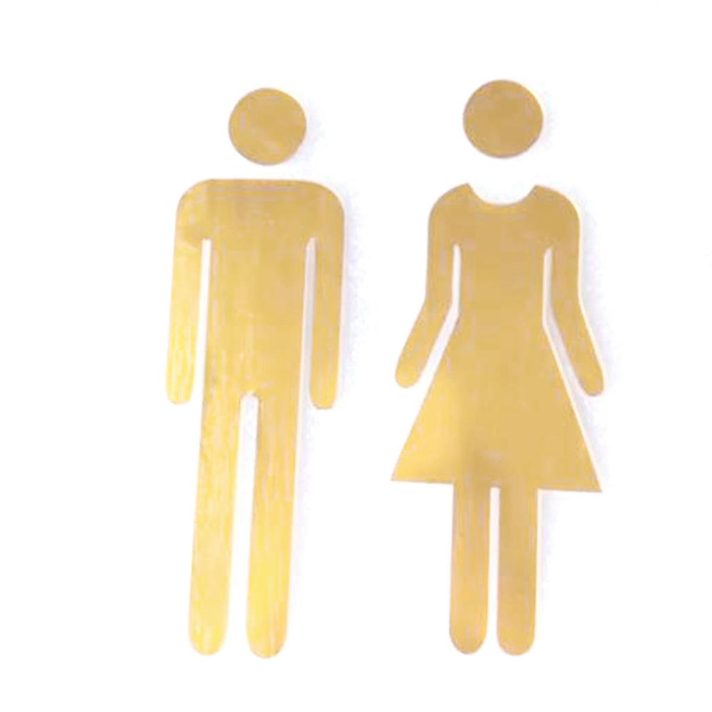 Black Gold Silver Color Toilet Sign Acrylic Wash Room Door Wall Label Sticker WC Holder Signage Board Home Bathroom Decor Male Female Restroom Signage
