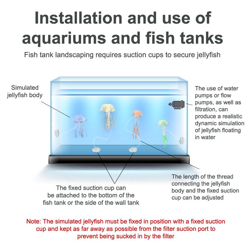 3Pcs Artificial Glowing Fluorescent Jellyfish Aquarium Decoration Fish Tank Underwater Plant Marine Aquatic Landscape Ornament