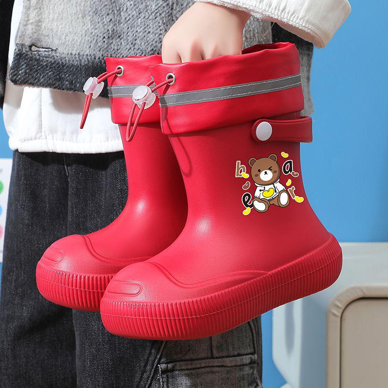 

Girls Waterproof Rain Boots - 2026 Style for Ages 6-10, Non-slip and Perfect for School. Insole 230mm (Size 35-36) вина червоного кольору