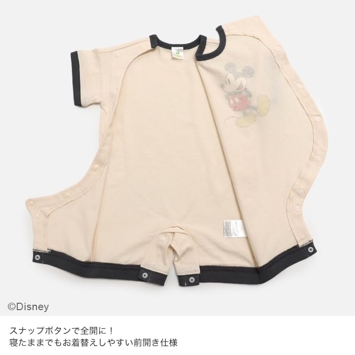 Mickey Mouse Romper Short Baby Open Fully Disney Summer [chil2] Coverall, Sleeve, Newborn, Clothes, Children's Clothes, Front, Open, Boys, Girls, 100%