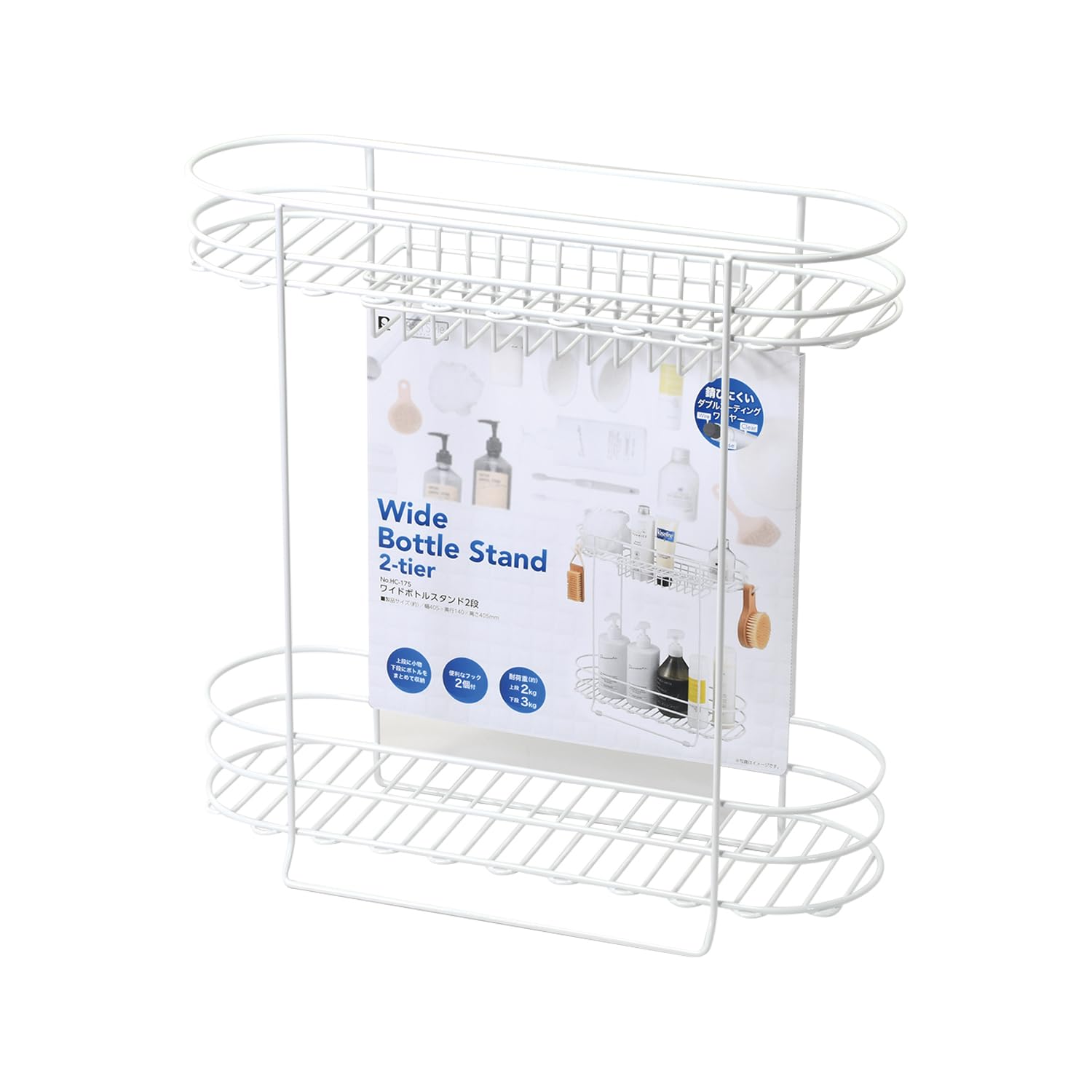 

Pearl Metal Подставка для хранения бутылок в ванной 2-ярусная широкая проволочная двойное покрытие шампунь кондиционер белый стиль для ванной HC-175 белый