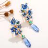 Huitan Handmade Enamel Flower Earrings for Women Temperament Exquisite Blue Floral Earrings Girls Gift Fashion Ladies