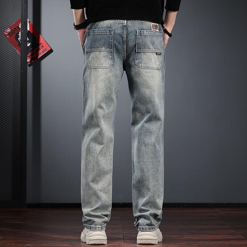 Men's American Retro Washed Loose Straight Leg Jeans