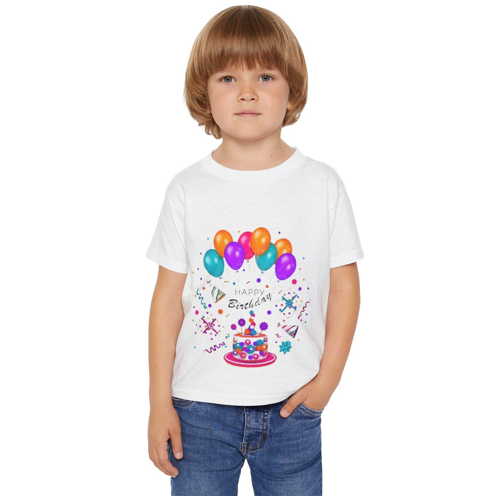 Birthday Balloons Cake Toddler T-shirt | Kids Party Shirt 140