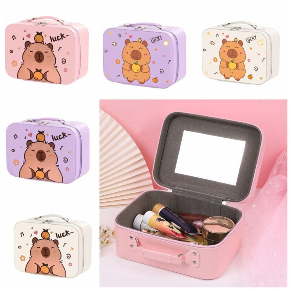 

Capybara Mini Luggage PU Small Cosmetic Box Водонепроницаемый Портативный Чемодан Для Путешествий