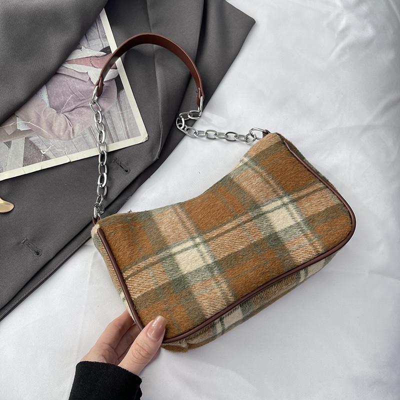 Fashionable Retro Shoulder Bag For Women Stylish Simple Casual Handbag In Brown And Green