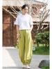 2025 Spring & Summer Loose Fit Ramie-Cotton Women's Yoga Pants - Sand-Washed Casual Bloomers