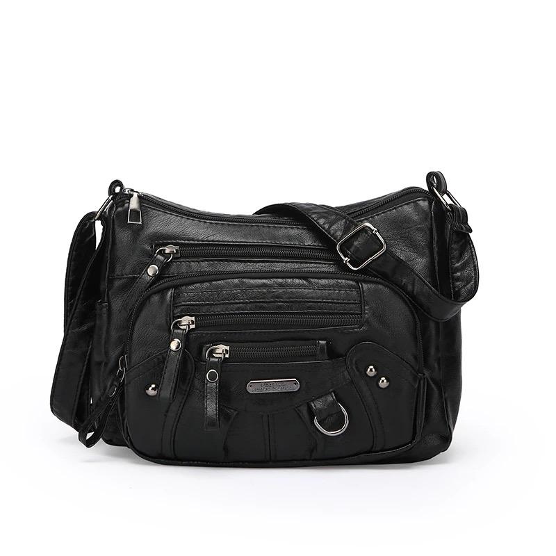 2026 Women s Soft Leather Multi-compartment Multi-pocketStitching Single Shoulder Messenger Bag